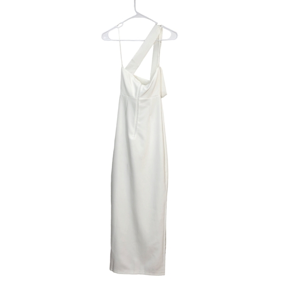 Vesper Women's Petite White One Shoulder Maxi Dress - 4 - Picture 3 of 6
